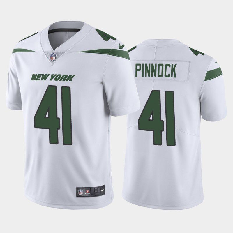 Men New York Jets #41 Jason Pinnock Nike White Vapor Limited NFL Jersey->new york jets->NFL Jersey